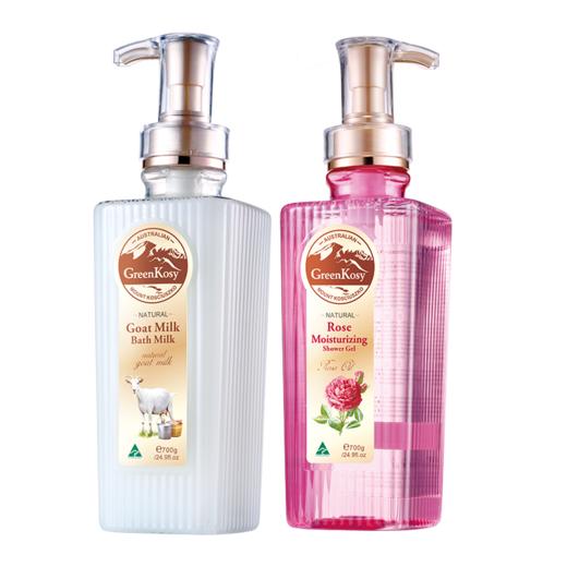 绿色溪谷玫瑰保湿沐浴露700g+绿色溪谷山羊奶丝滑沐浴乳700g 商品图0