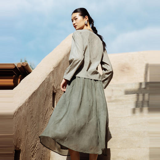 绽放458朵【黑白灰系列·轻烟】桑蚕丝轻薄纱裙全腰松紧半身长裙 商品图3