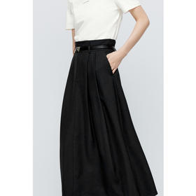 【商场同款】诗凡黎黑色小个子半身裙2024夏新款中长裙3F4640561