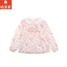 棉果果秋季新品女童单面绒百搭衬衫翻领长袖衬衣M322150224435