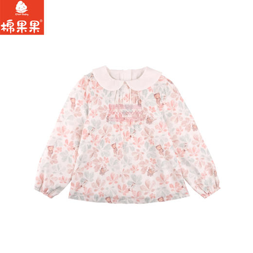棉果果秋季新品女童单面绒百搭衬衫翻领长袖衬衣M322150224435 商品图0