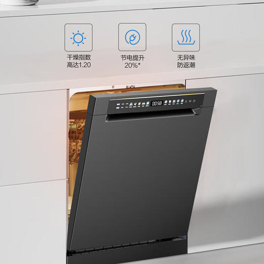 【新品】海尔嵌入式洗碗机带消毒一体机 超大16套独嵌两用洗碗机新品L5 变频超一级水效 三重洁净 智能开门速干 EYBW16328GHU1【116件巨能装】 商品图5