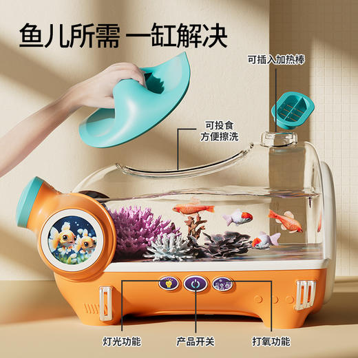 宝宝水族箱养鱼缸观察盒电动打氧科学观察带灯梦幻水族馆科教玩具 商品图1