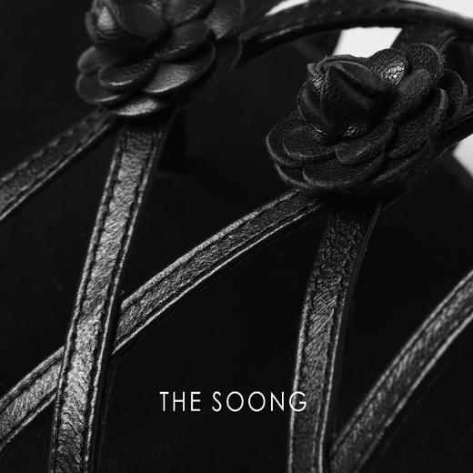 THESOONG|’山茶花凉鞋‘黑色羊皮细带编织网凉鞋HWXZ4615 商品图2