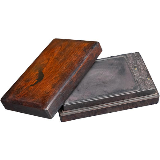 清 退谷老人款云纹带眼敞池端砚（红木砚盒） 商品图5