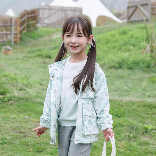 棉果果秋季新品女童加绒加厚防风保暖休闲冲锋衣外套连帽风衣M322100324426 商品图0