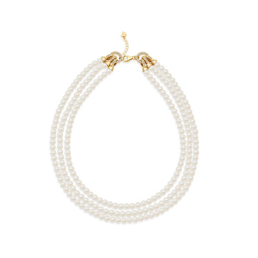 维多利亚宫廷风 经典珍珠系列3号天然淡水珍珠 奢华三层链 商品图0