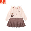 棉果果秋季新品女童百搭格子卡通小熊大翻领连衣裙M322700424413 商品缩略图0