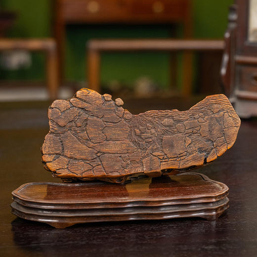 清 张宏裕款竹雕山水山子摆件（红木座） 商品图3