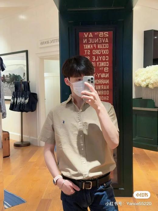 拉夫家亚麻小马刺绣轻薄透气款短袖衬衫 商品图2