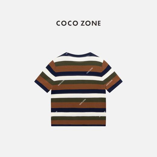 COCO ZONE 条纹撞色短袖针织衫百搭显瘦圆领上衣CC1C1633 商品图1