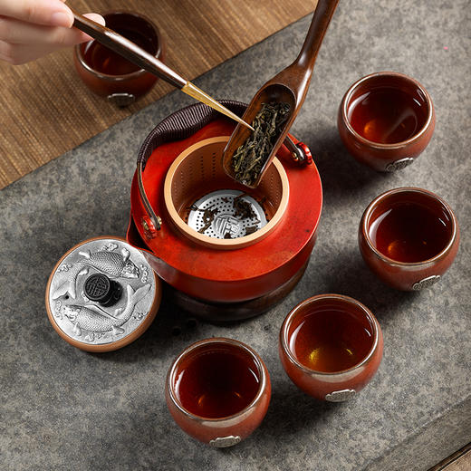 《有福同享》双大师监制 紫铜 足银 檀木 建盏 众宝荟萃 实用 收藏 礼赠 茶壶 茶具 商品图3