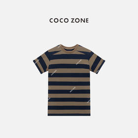 COCO ZONE 100棉撞色条纹连衣裙设计感显瘦长裙CC2C1286