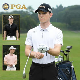 美国PGA 高尔夫服装男士短袖夏季运动t恤吸湿速干 翻领polo衫男装