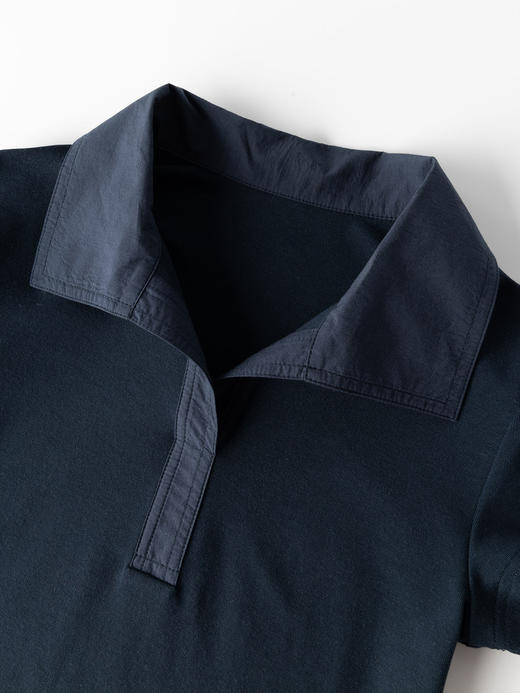 COCO ZONE 莱赛尔绵羊毛混纺设计感翻领短袖T恤CC1C1566 商品图3