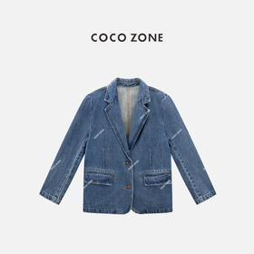 COCO ZONE 复古休闲牛仔西装外套两粒扣设计上衣CC1C1709