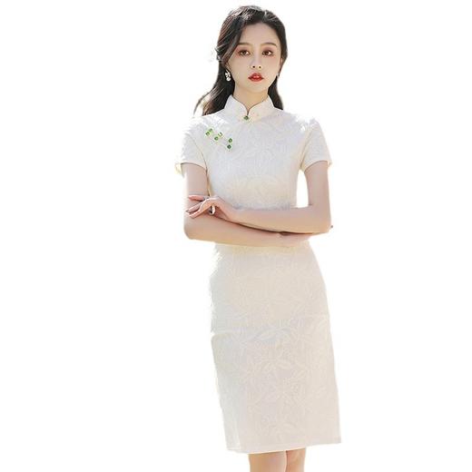 改良旗袍夏季年轻款小个子短款白色CCG8479 商品图4