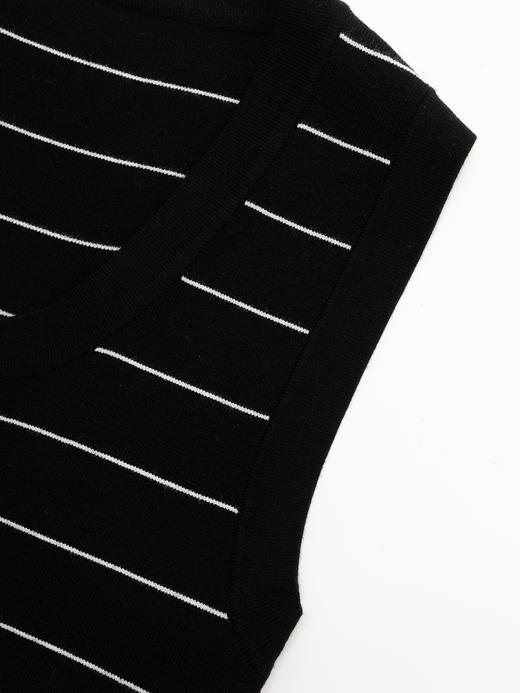 COCO ZONE 夏季U领条纹针织背心显瘦百搭无袖上衣CC2B0878 商品图6