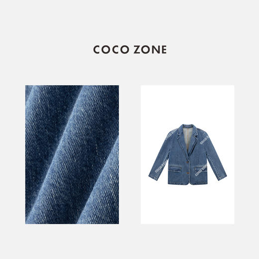COCO ZONE 复古休闲牛仔西装外套两粒扣设计上衣CC1C1709 商品图2