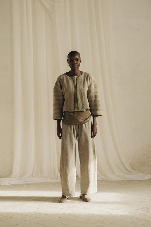 Cortana 混色条纹POSTAL初剪羊毛短夹克 商品图7