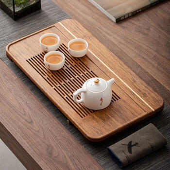 苏氏陶瓷（SUSHI CERAMICS）重竹茶盘茶托防霉可排水储水功夫茶具托盘50*24cmJ0439 商品图3