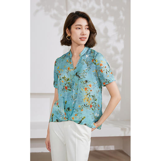 乔万尼100%桑蚕丝衬衫新品13mm真丝上衣EM2C882 商品图2