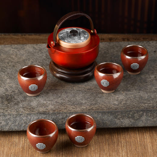 《有福同享》双大师监制 紫铜 足银 檀木 建盏 众宝荟萃 实用 收藏 礼赠 茶壶 茶具 商品图5