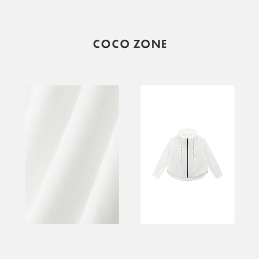 COCO ZONE 设计感撞色立领外套弧形下摆长袖上衣CC2B1181 商品图2