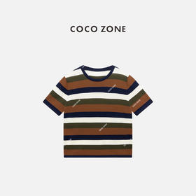COCO ZONE 条纹撞色短袖针织衫百搭显瘦圆领上衣CC1C1633