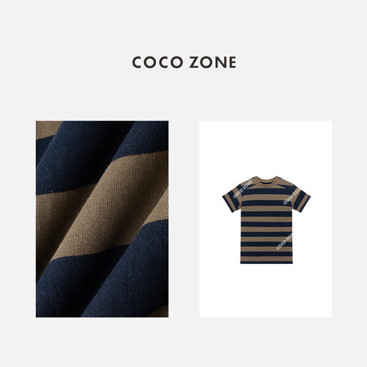COCO ZONE 100棉撞色条纹连衣裙设计感显瘦长裙CC2C1286 商品图2