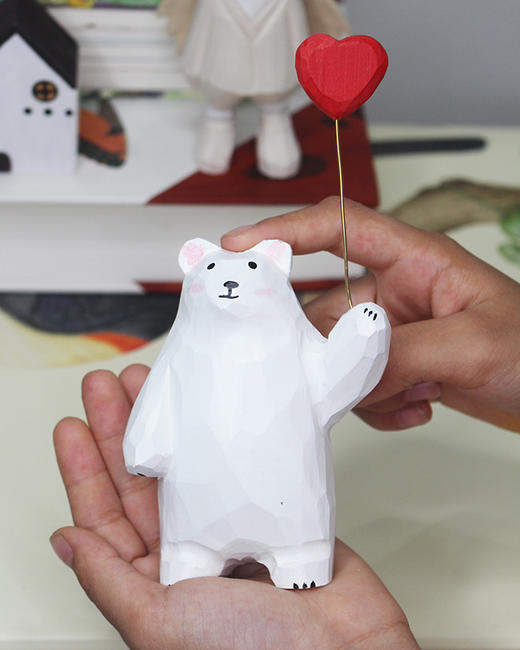 木雕<小白熊气球> 商品图3