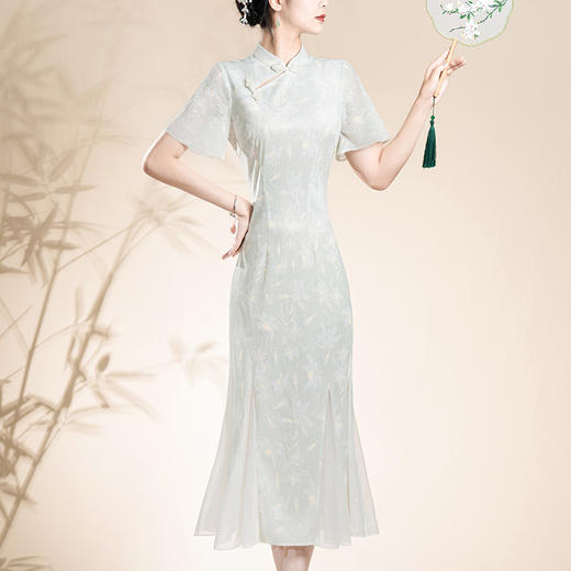 小清新年轻款小个子气质修身改良版鱼尾旗袍夏季KK1005 商品图0