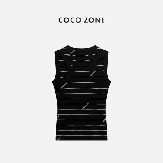 COCO ZONE 夏季U领条纹针织背心显瘦百搭无袖上衣CC2B0878 商品图1