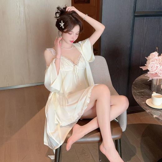 【仙气十足❗️超美蕾丝吊带连衣裙】舒适到像裸穿，穿上不想脱下来❗️性感镂空睡衣睡裙女夏季冰丝新款美背带胸垫家居服 商品图6