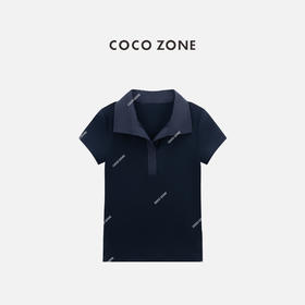 COCO ZONE 莱赛尔绵羊毛混纺设计感翻领短袖T恤CC1C1566