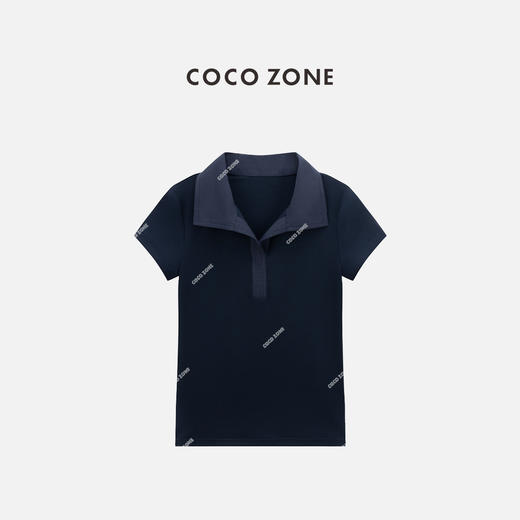 COCO ZONE 莱赛尔绵羊毛混纺设计感翻领短袖T恤CC1C1566 商品图0