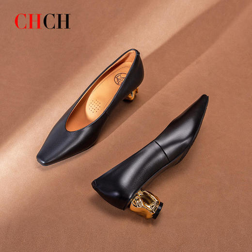 CHCH2024春夏舒适羊皮女式浅口单鞋平衡鞋CM2B5051 商品图2