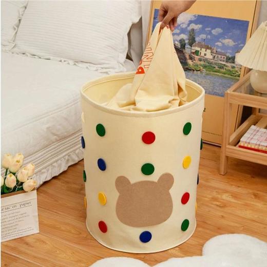 「29.9到手两个！超大容量」新款韩式巨可爱大容量波点小熊毛毡居家宿舍杂物收纳整理储物脏衣篓 商品图2