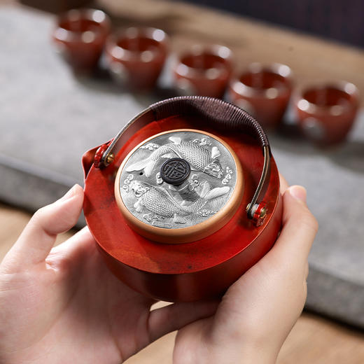 《有福同享》双大师监制 紫铜 足银 檀木 建盏 众宝荟萃 实用 收藏 礼赠 茶壶 茶具 商品图1