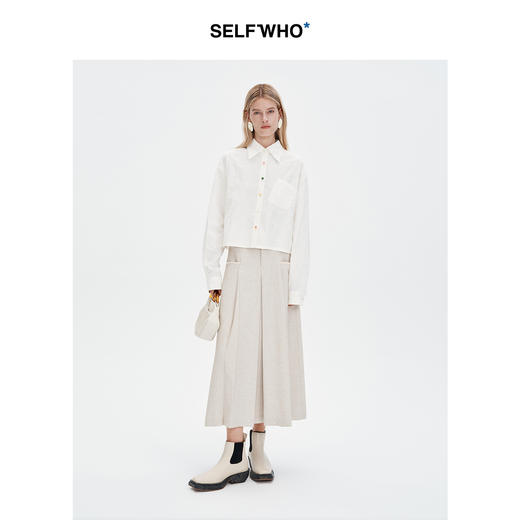SELFWHO老钱风半身裙女2024新款秋季口袋设计感气质a字半身长裙 商品图0