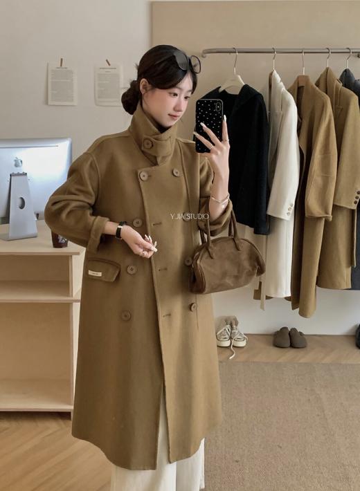 【GZ】无忧购休闲简约宽松过膝长款立领开叉羊毛大衣55008（截单后7天发货) 商品图4