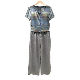 5楼诗凡黎服饰条纹短袖（“值得系列”）