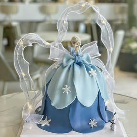 爱莎飘带蛋糕（翻糖款）