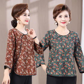 MC 2302-1旗袍气质中袖T恤显瘦小衫洋气复古唐装