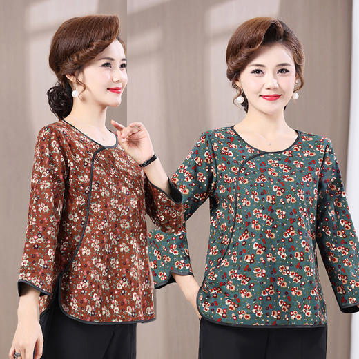 MC 2302-1旗袍气质中袖T恤显瘦小衫洋气复古唐装 商品图0