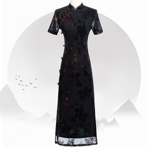 夏黑色旗袍新款年轻款，高端气质少女修身改良小个子KK2821 商品图2
