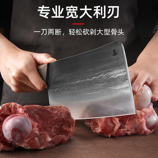 【传统匠心工艺！锤纹锻打砍骨刀】手工制作，锋利不崩口，加厚大刀身，让砍骨更轻松给力，中式两用刀不锈钢超锋利厨房刀L 商品图3
