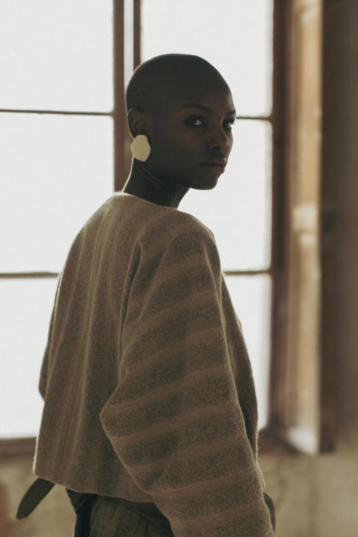 Cortana 混色条纹POSTAL初剪羊毛短夹克 商品图8