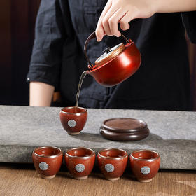 《有福同享》双大师监制 紫铜 足银 檀木 建盏 众宝荟萃 实用 收藏 礼赠 茶壶 茶具