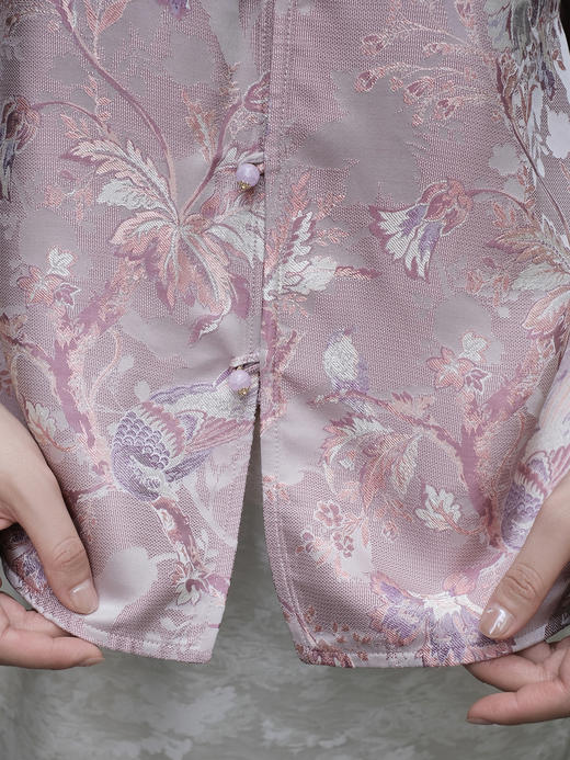 盛唐婧 |喜上眉梢真丝宋锦罗对襟上衣 商品图2